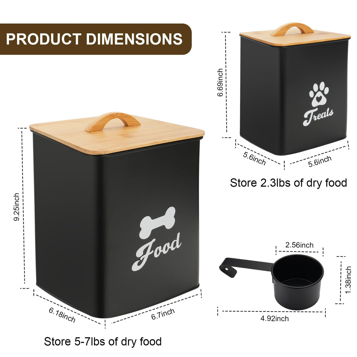 Two-Piece Pet Food Storage Jars
