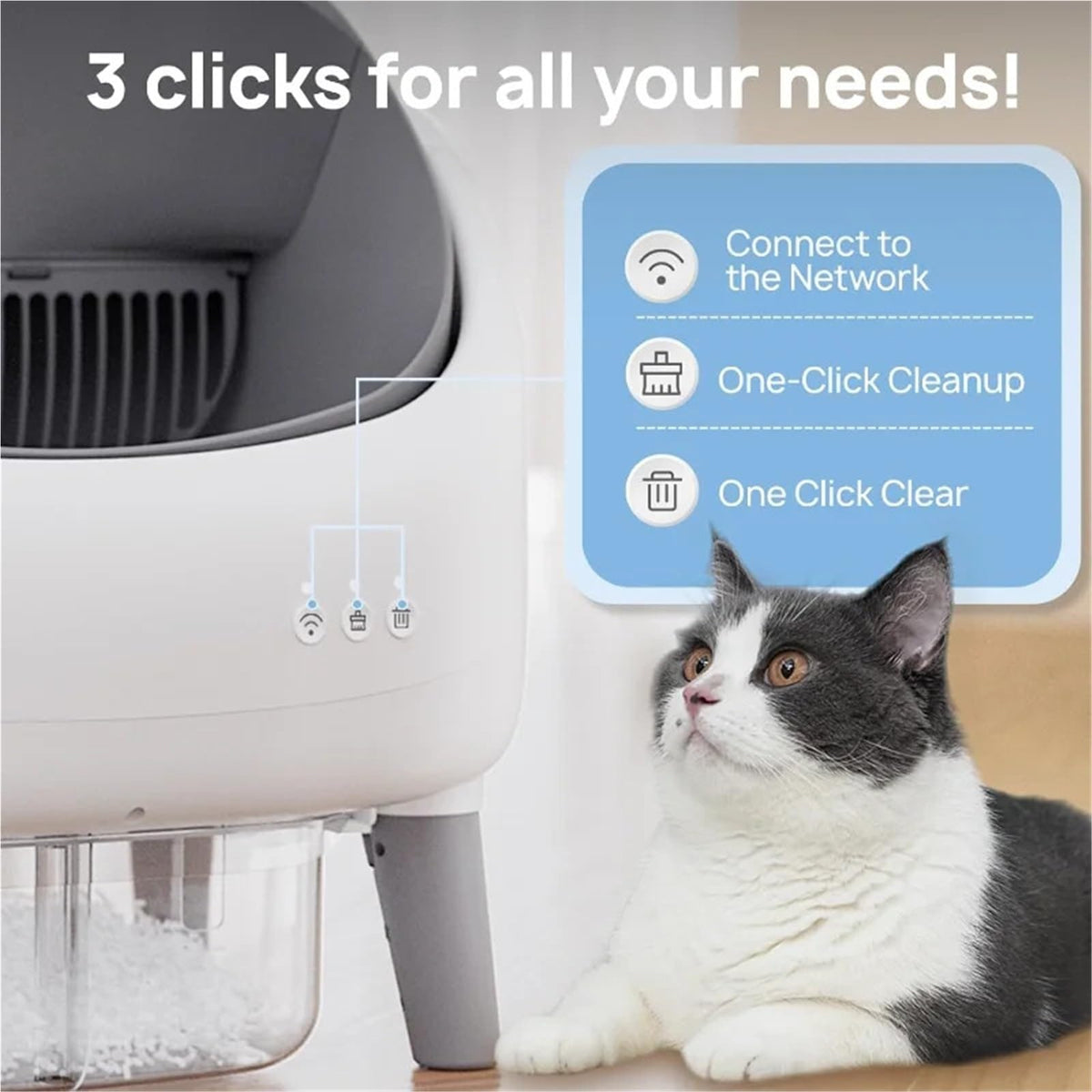Open-Top Self-Cleaning Litter Box