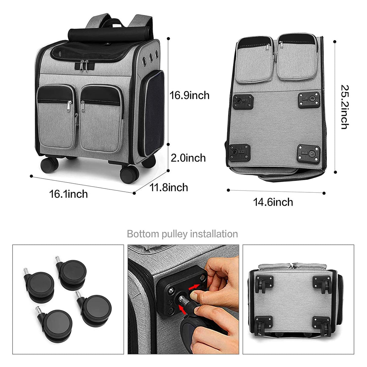 Wheeled Pet Carrier Backpack