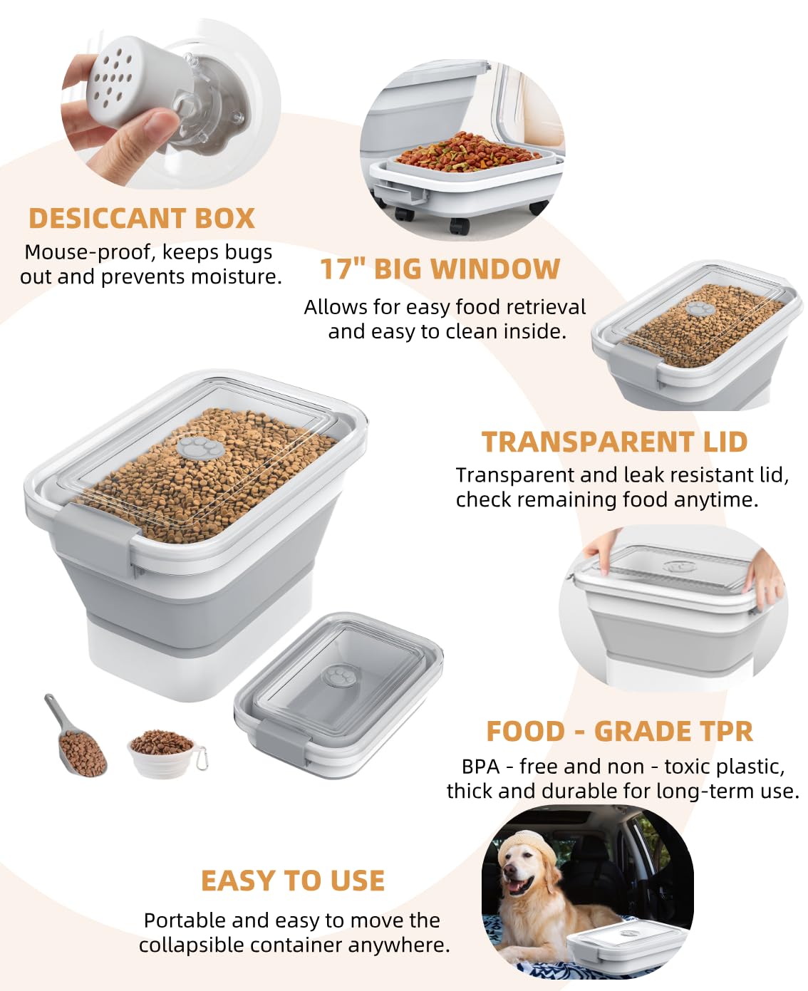 Collapsible Dry Pet Food Bin