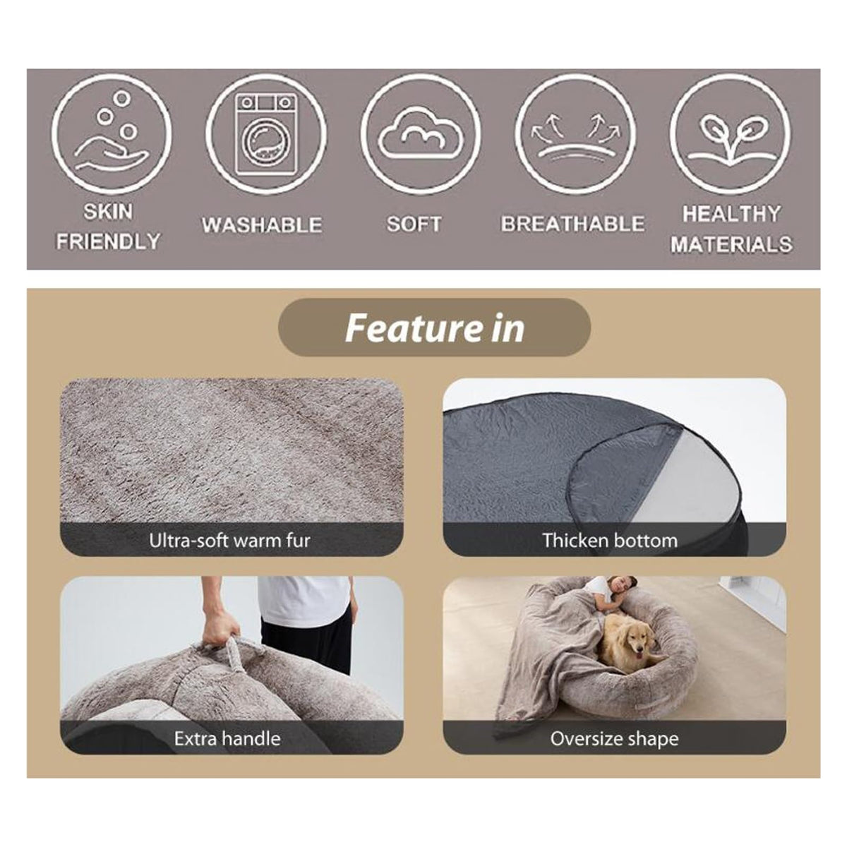Oversized Plush Pet Bed