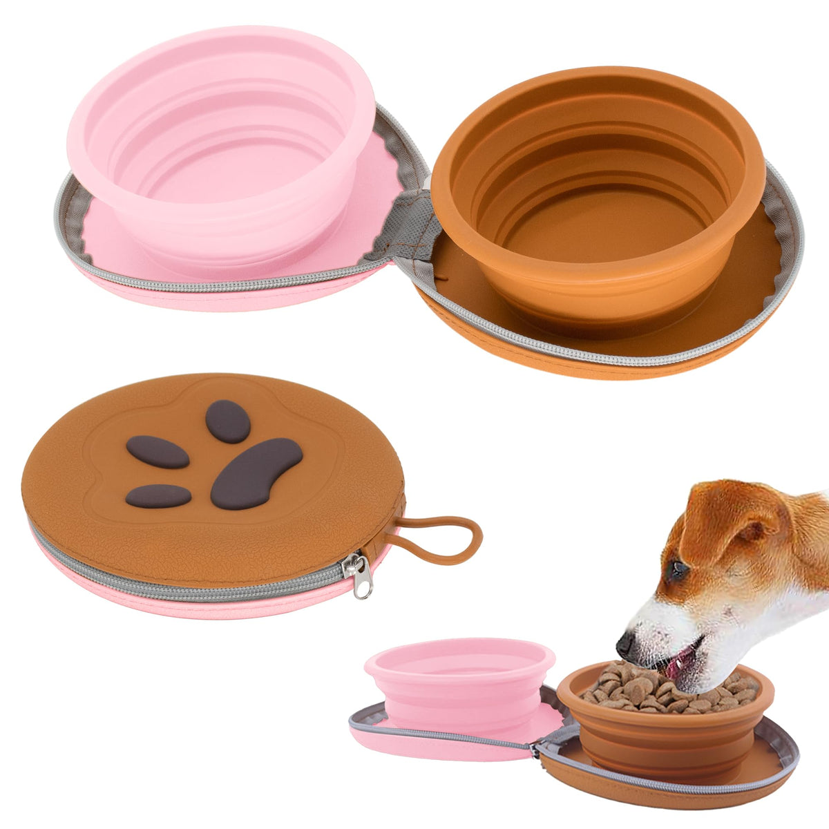 2-in-1 Collapsible Pet Travel Bowl