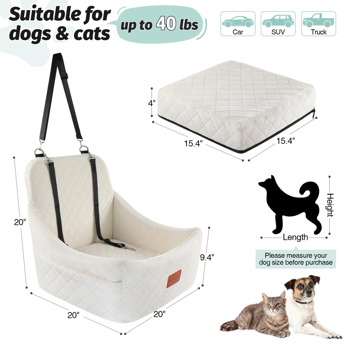 Washable Medium Dog Car Seat