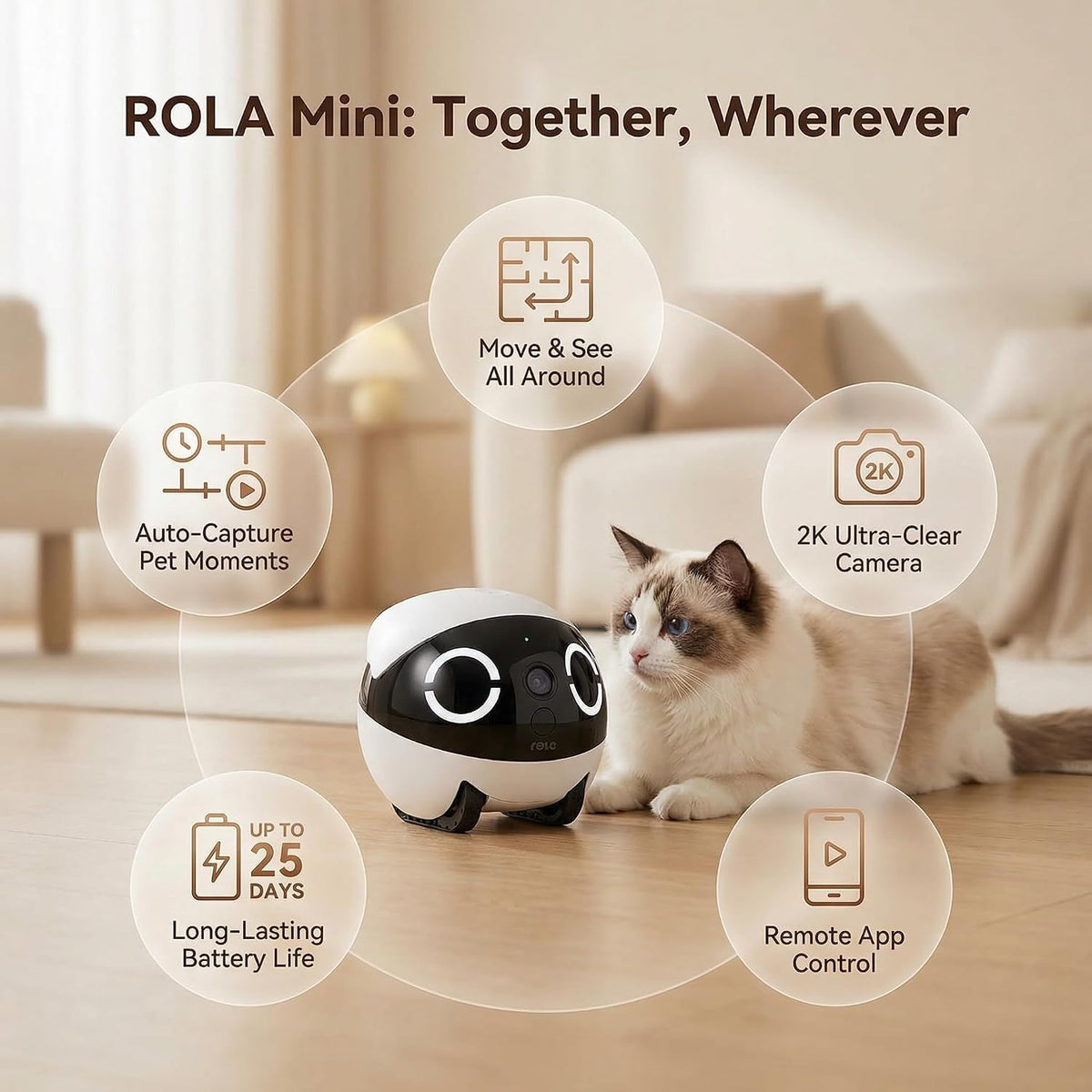 Mobile 2K Pet Camera Robot