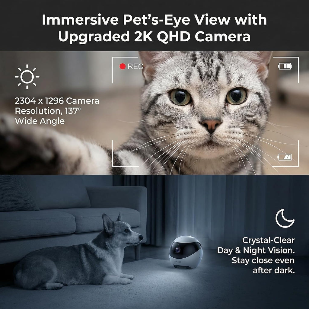Mobile 2K Pet Camera Robot