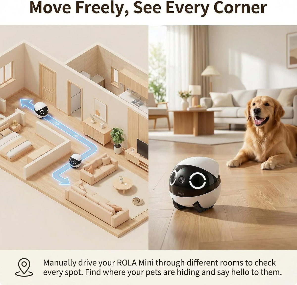 Mobile 2K Pet Camera Robot