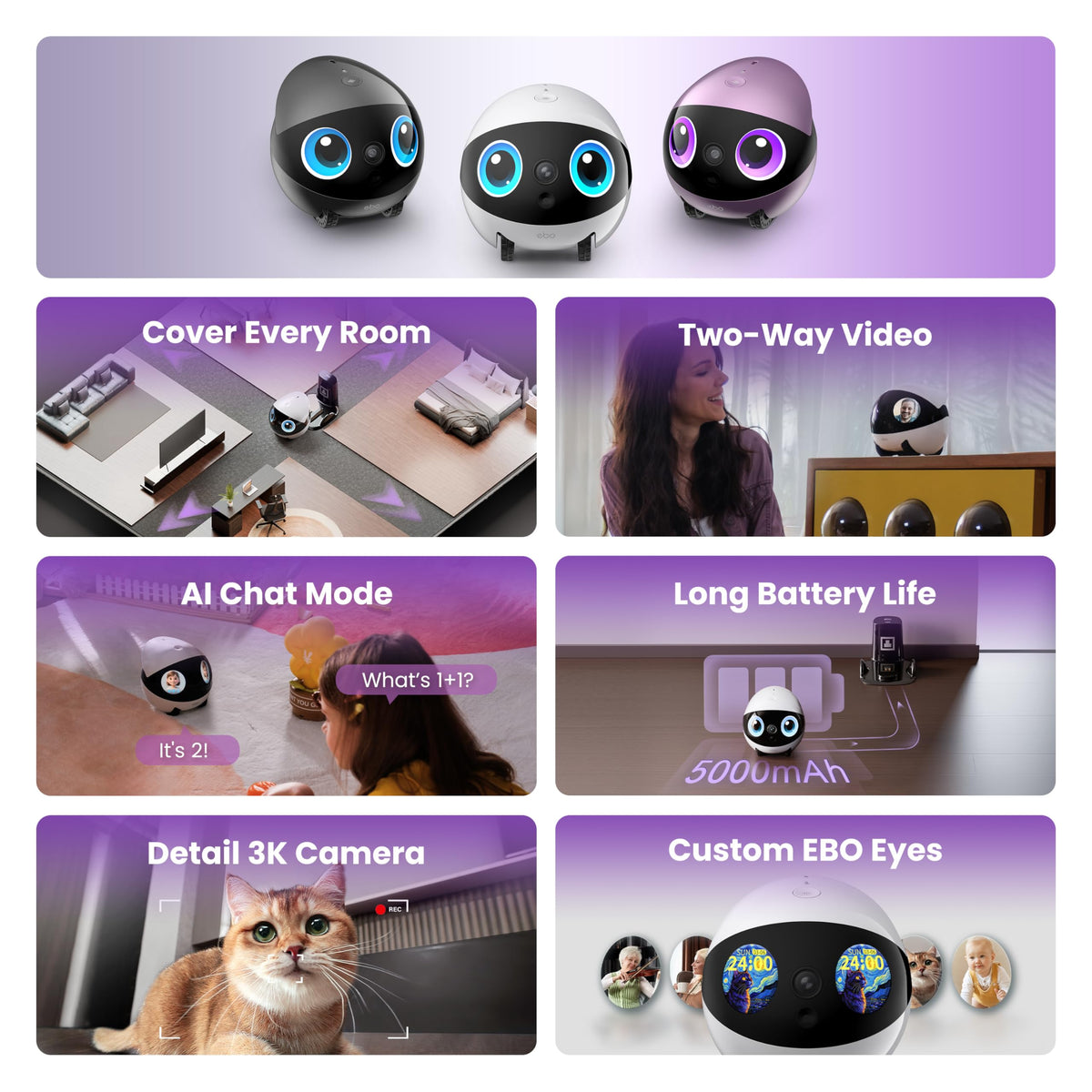 Mobile 3K Pet Camera Robot