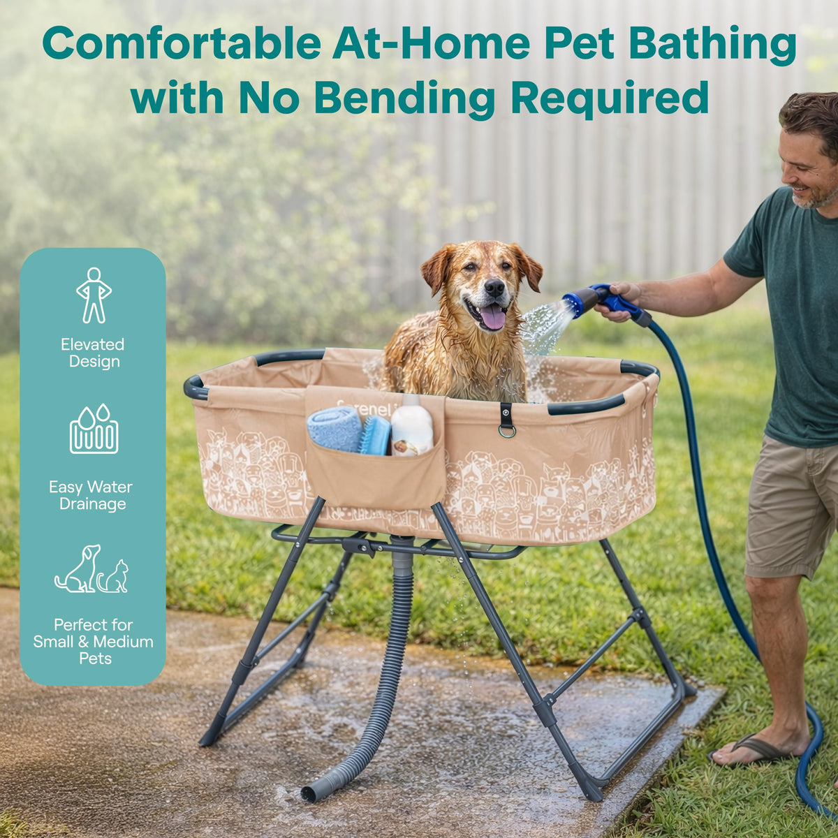 Foldable Elevated Dog Bath